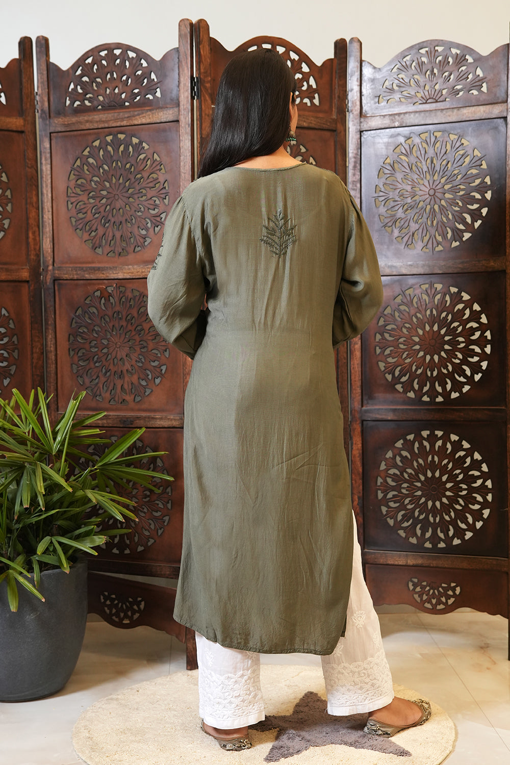 Olive Essence Muslin Kurti