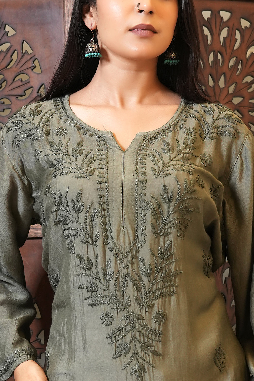 Olive Essence Muslin Kurti